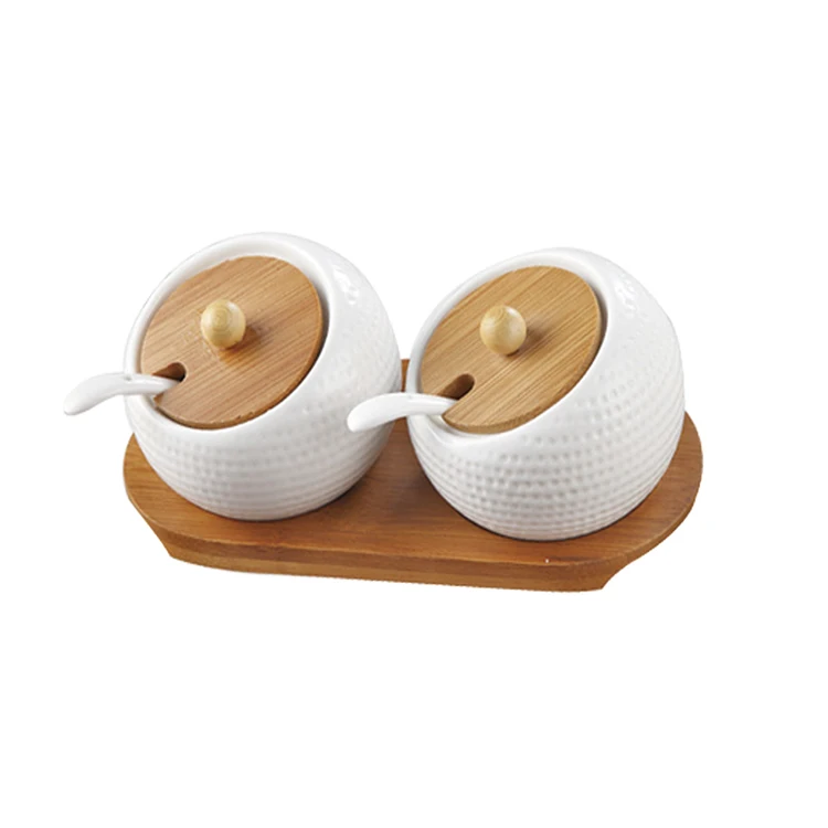 Customized unique white ceramic spice rack set