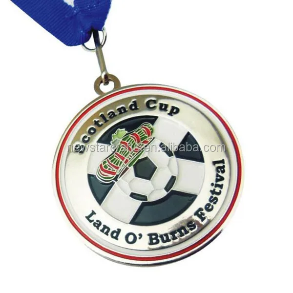 Custom silver enamel football club festival sports alloy medal