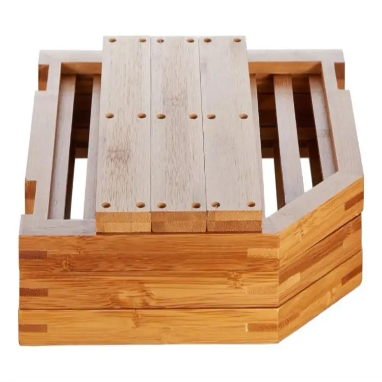 Kitchen Cabinet and Countertop 3 Tier Bamboo Corner Shelf