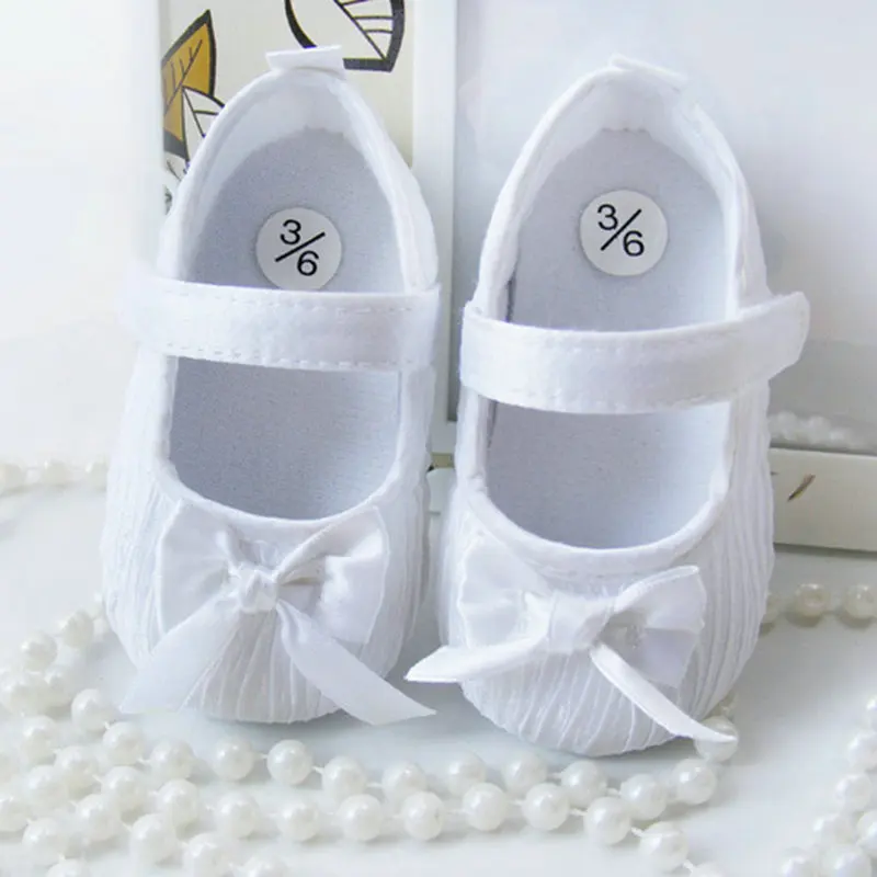 Baby Girls Shoes Toddler Infant Soft Prewalker Anti Slip Shoes Wedding Princess Shoes White Pink
