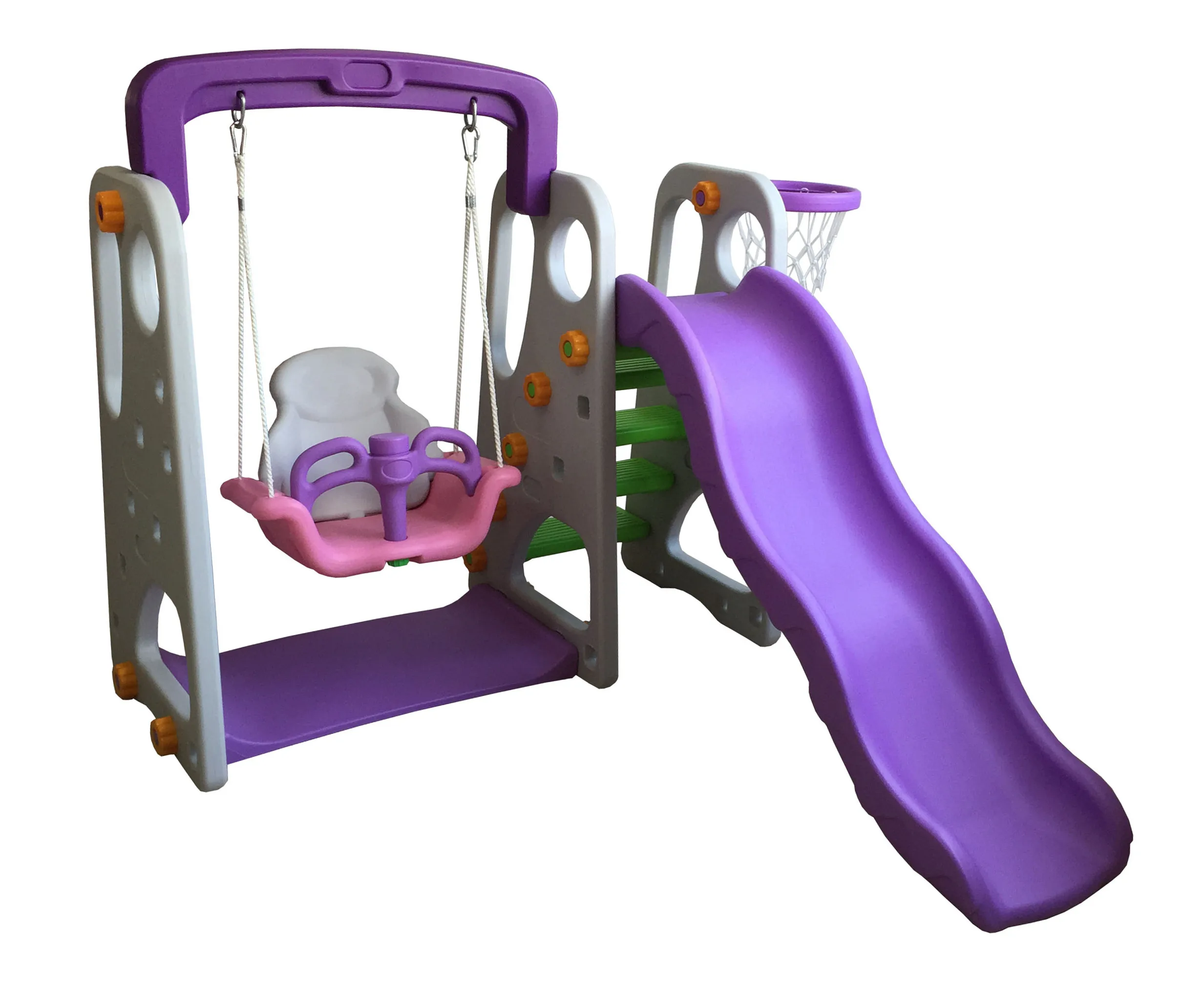 KRX-1401 PE plastic indoor playground kids plastic swing and slide set