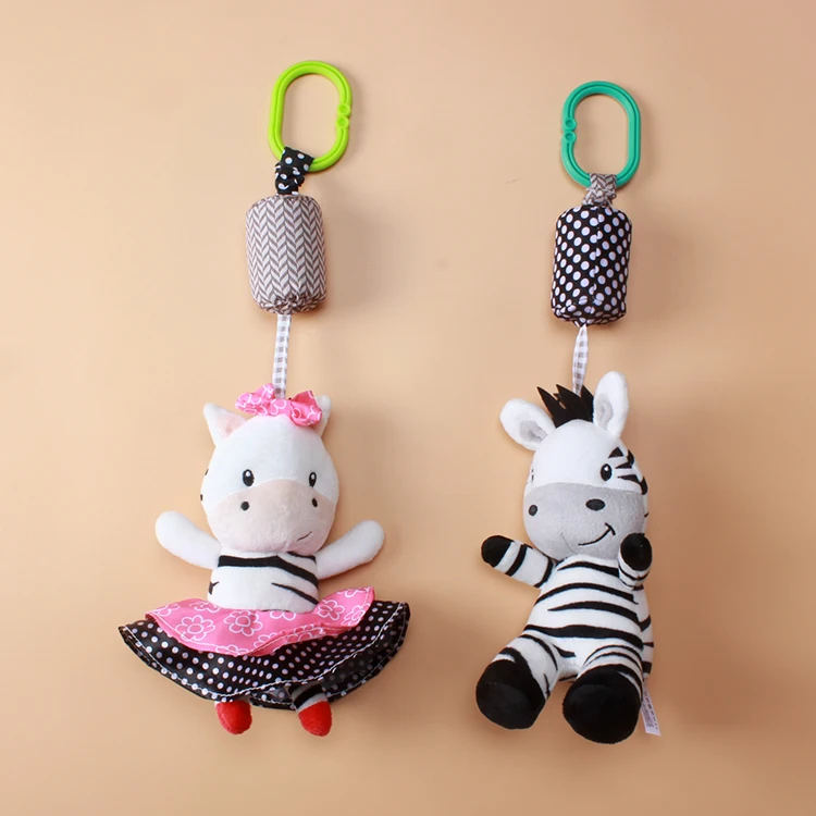 Dolery zebra animal baby hanging plush toy rattle D105F