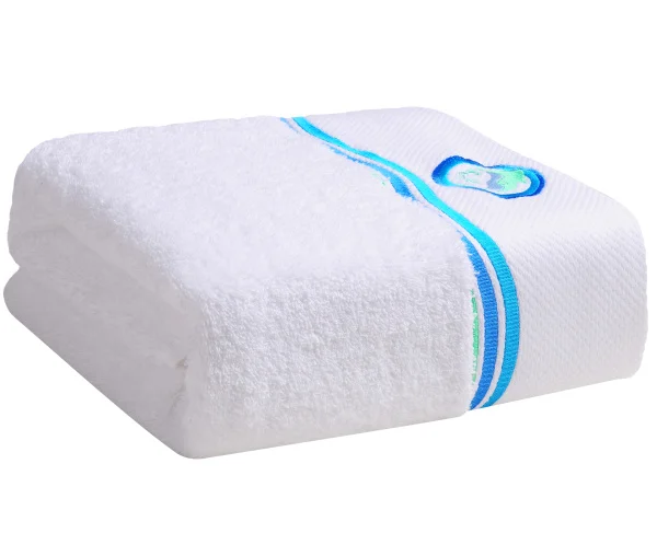 Wholesale Luxury Hotel 100% Cotton white Embroidery Dobby Border Terry Towel bath towel face towel