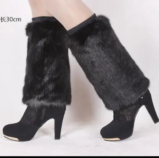 QUEENA Multicolour Faux Fur Fashion Leg Warmers Furry Boot Covers