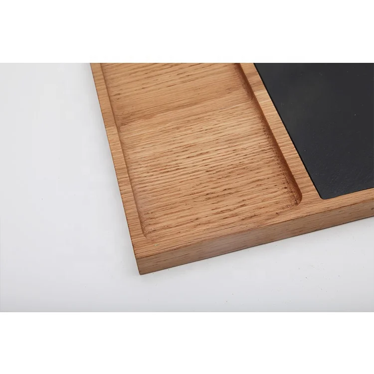 Oak wood slate serving tray wood serving tray with handles