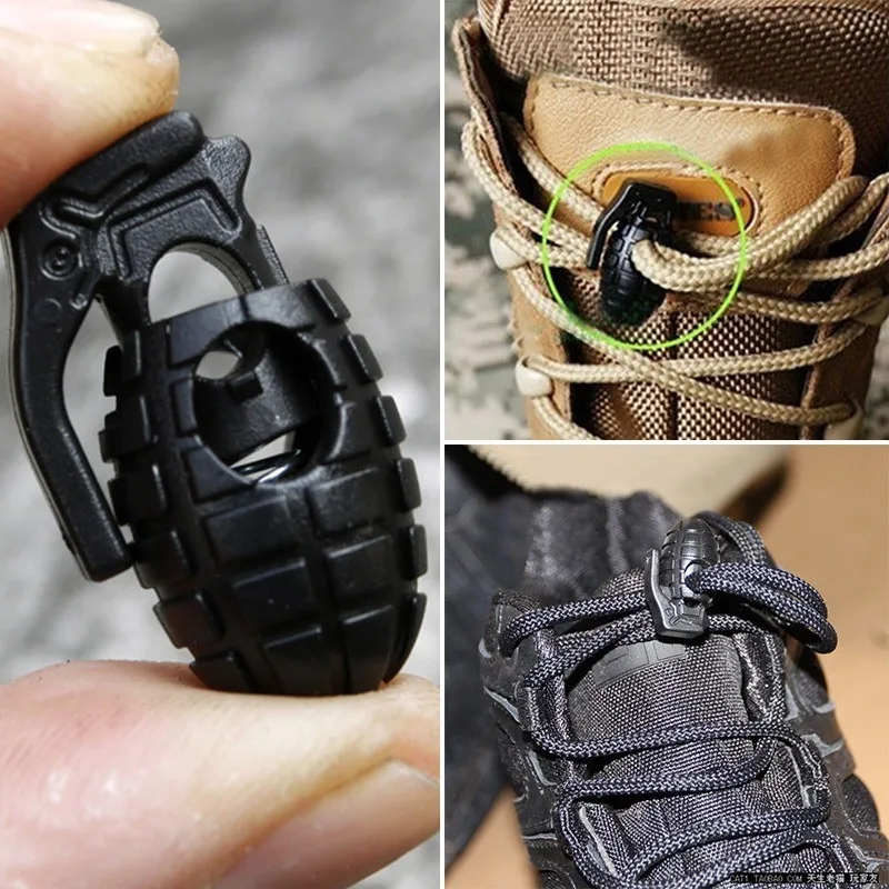 Hot Sale Shoelace Grenade Buckle Stopper Rope Clamp grenade type anti-skid buckle Camp Hike Outdoor Survive Cord Clip