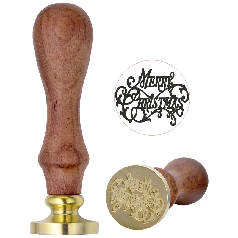 Retro Wood Classic Decorative Merry Christmas Happy Birthday Invitation Antique Sealing Stamp Wax Seal Stamp