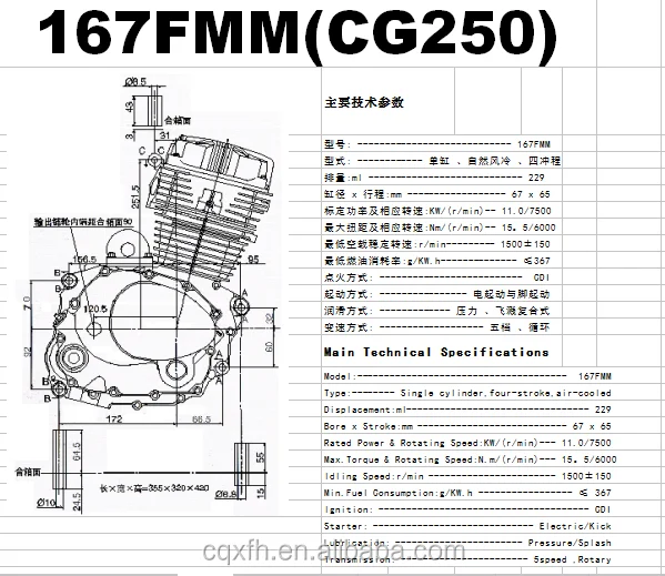 Chinese chongqing cheap good quality motorcycle 167fmm 250CG engines for sale