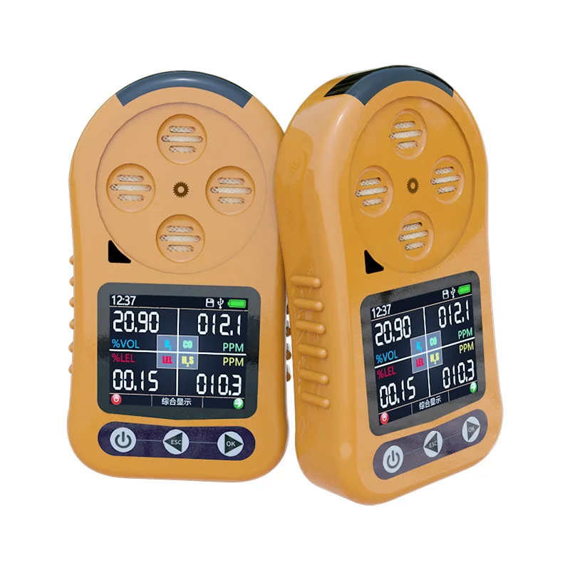 
portable 4in1 gas detector with alarm portable multi gas detector LEL h2s co o2 with LCD 