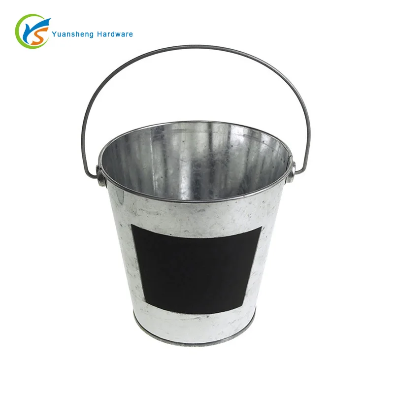 Galvanized Metal Bucket with Chalkboard Label