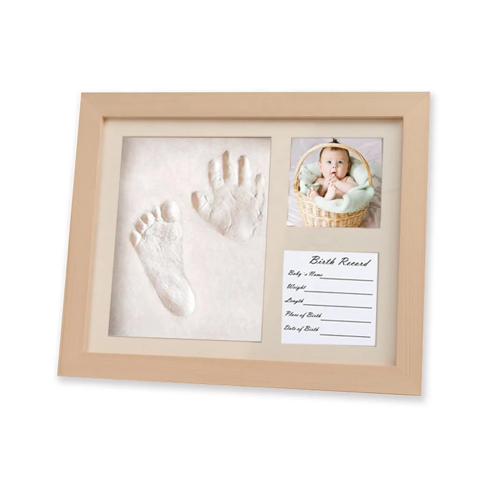 High quality wooden shadow box 3d handprint baby hospital bracelet frame kit