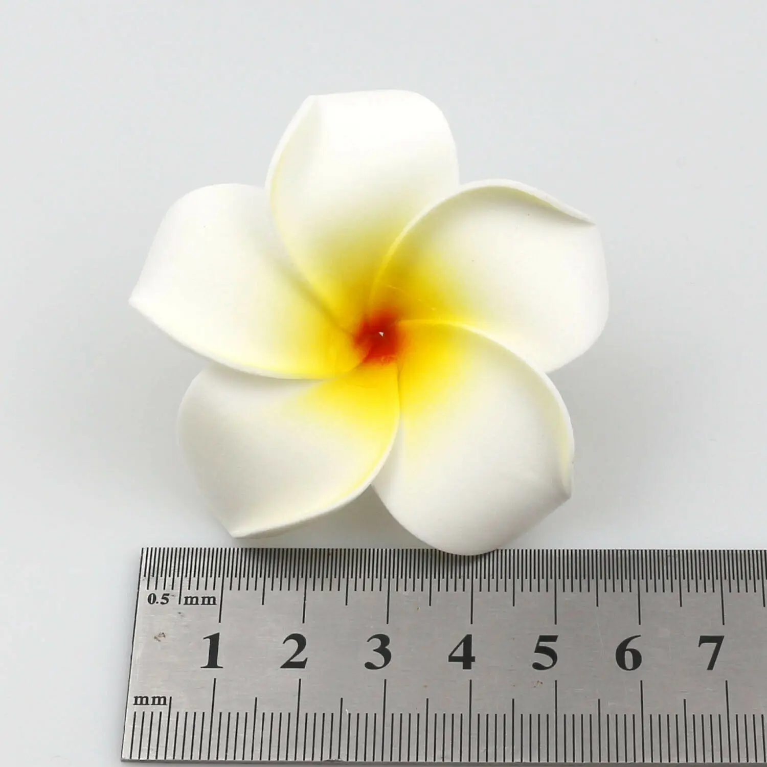 100 pcs/bag 5cm Artificial Foam Hawaiian Plumeria Frangipani Flower Head DIY Headwear hair clip Corsage flower