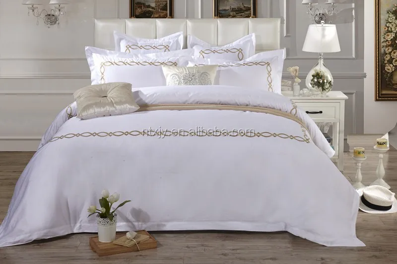 
200T /250T Cotton Fabric Hotel Bed Linen, Egyptian Cotton Bed Linen 