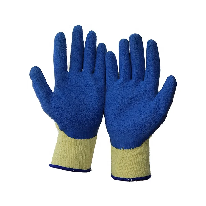 10 gauge polyester/cotton knitted latex coated crinkle work gloves