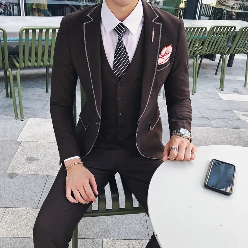 men business suit--men Formal Wedding Prom Dinner 3 pieces (Jacket & Pant & Vest) Customize Mens Custom suits