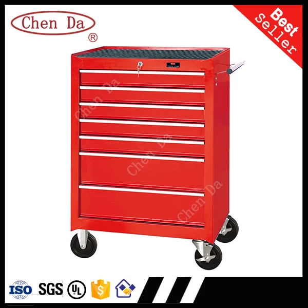 Rolling cabinet 7 drawers metal tool trolley tool cabinet tool cart with key lock
