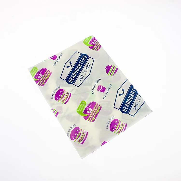 
Custom made grease proof burger tissue wrapping paper 