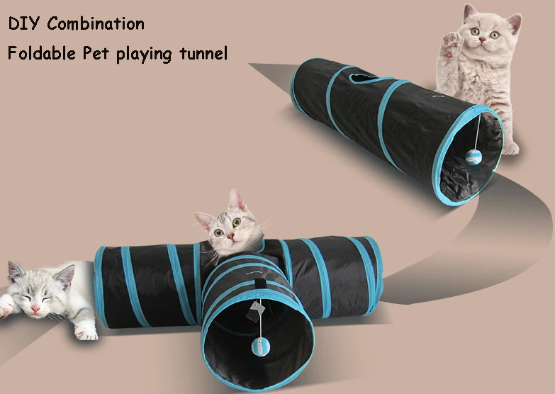 Аксессуары для домашних кошек T-Style, игрушка для кошек, туннель для кошек на улице с забавным мячом для домашних животных