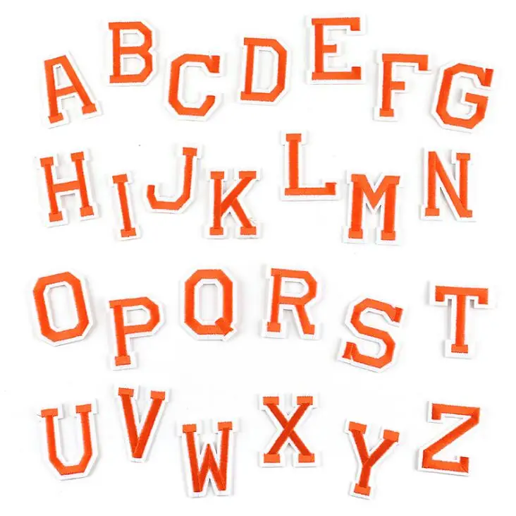 26pcs Embroidered Iron On Patch Red Alphabet Letter Patches