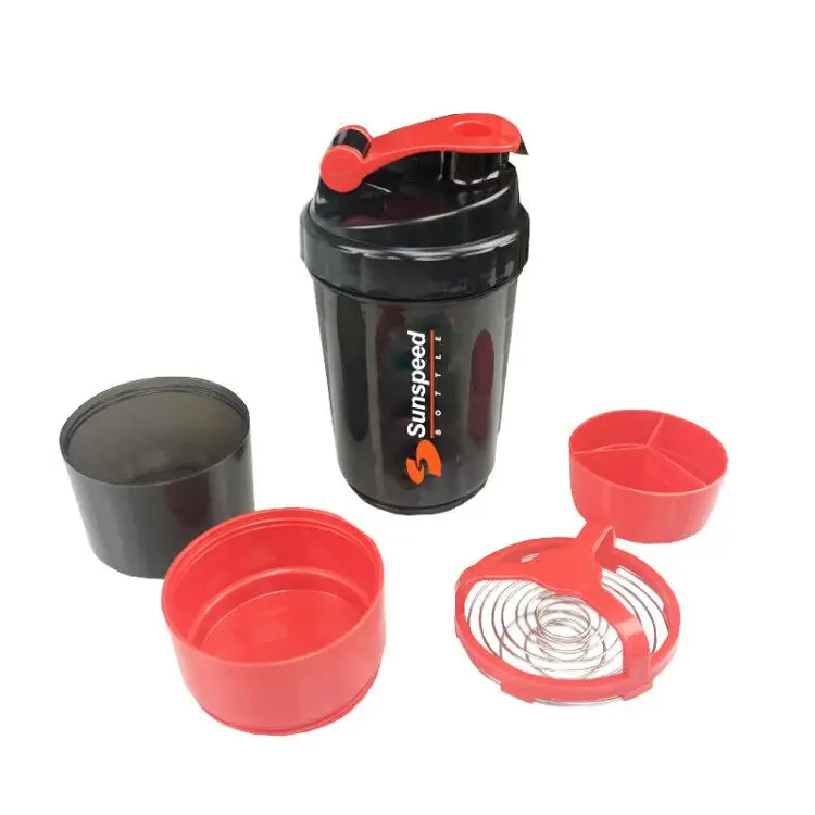 
500ML Hot Selling Custom Logo BPA Free 3in1 Plastic Shaker Protein Powder Bottle for with Factory Price 