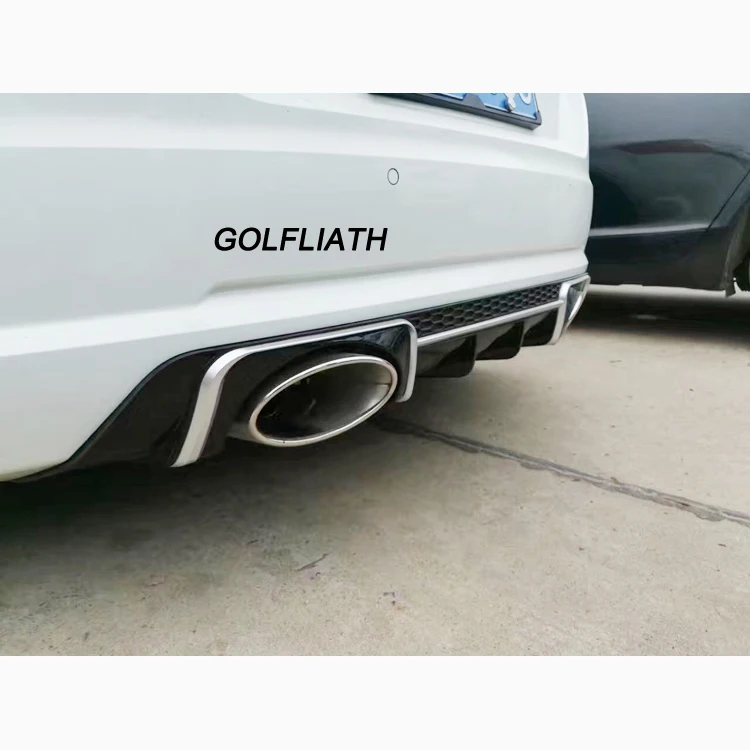 For TTRS style PP Rear bumper Lip Diffuser Exhaust Tips end pipe For TT MK3 2015-2018