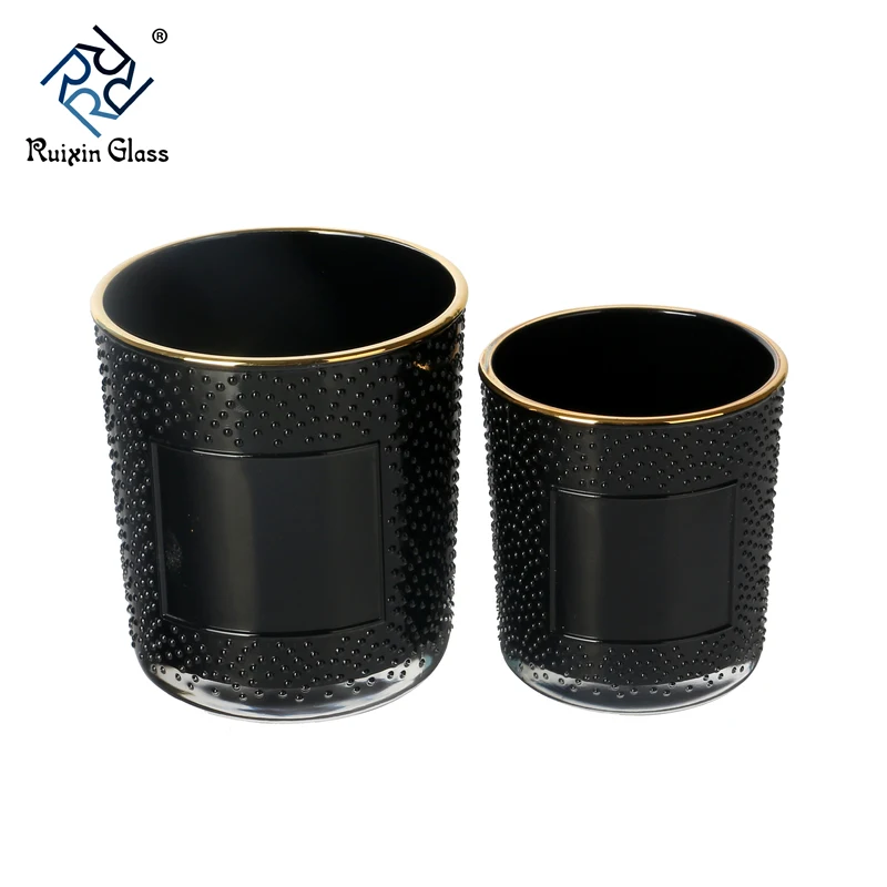 Electroplating Colored Candle Glass Holders Gold Rimmed