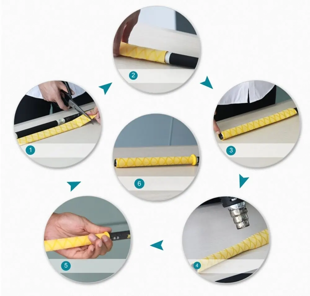 
PE Heat shrinking flexible wrap tube, Non-Slip X Textured Heat Shrinkable sleeve for handle grips skid-proof tubings 