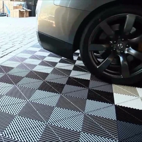 Waterproof non-skid interlock rubber floor mats for garage