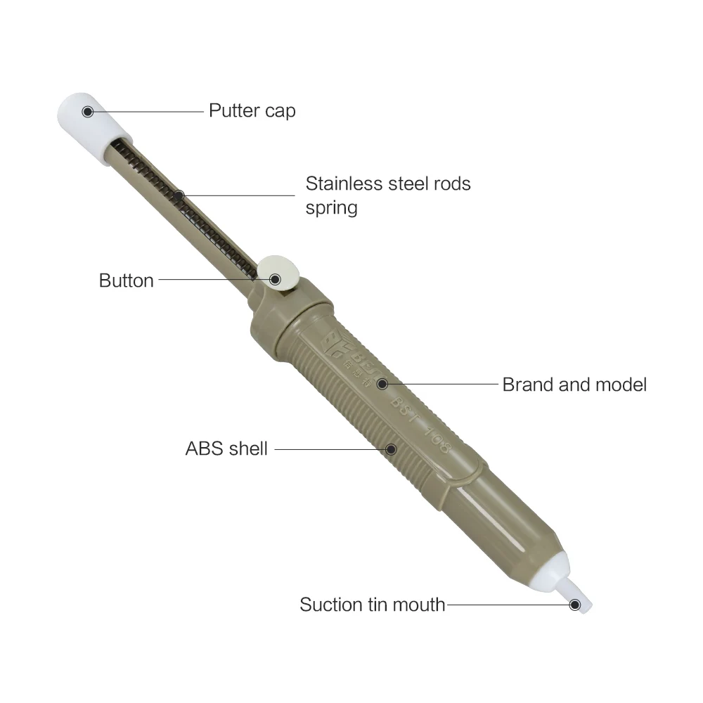 
BEST 108 Factory Direct Sales Aluminum Metal Desoldering Pump Suction Tin Gun Removal Device Soldering Vacuum Sucker Pen 