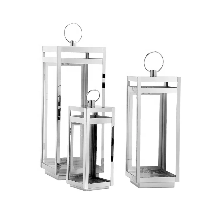 
Home Decoration Outdoor and Indoor Geometric Romantic Vintage Metal Glass Candle Lantern 