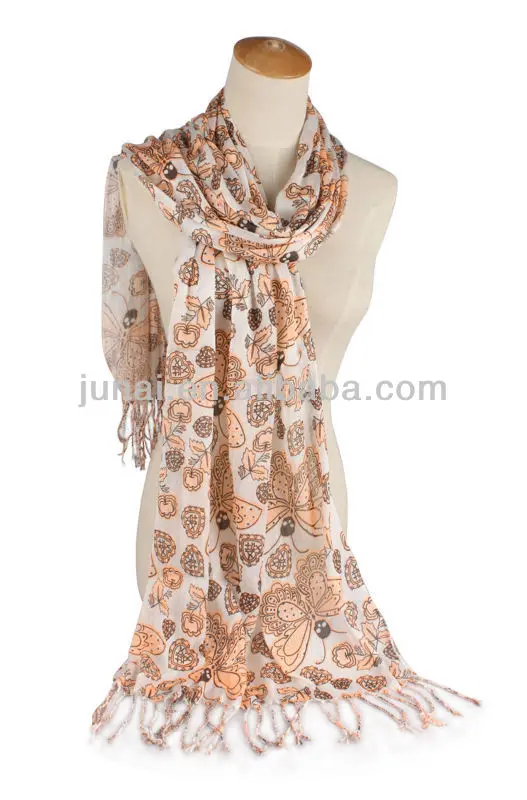 бахромой вискоза бабочка печатных 2014 шарф