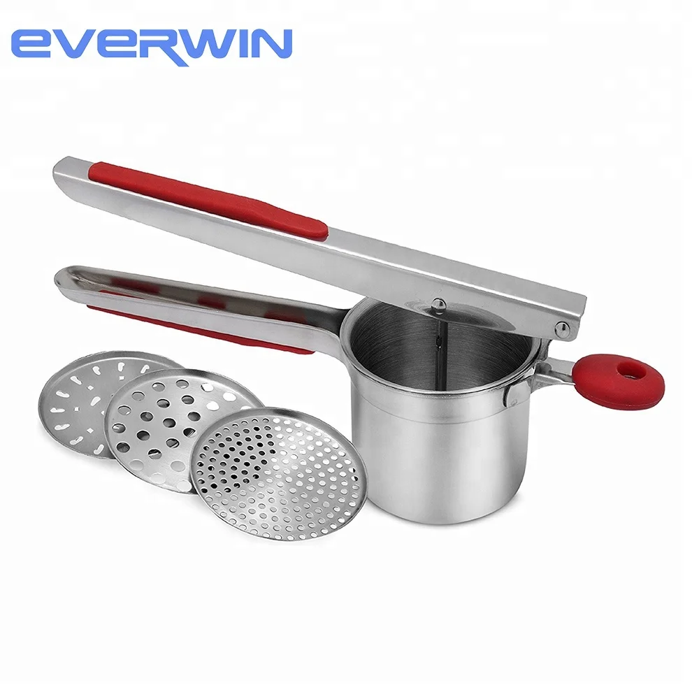 Amazon Hot Selling Potato Ricer & Masher with Non-stick Silicone Handle and Hook