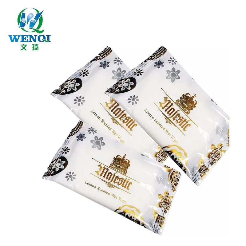 Single airline cotton wet towel in tray
