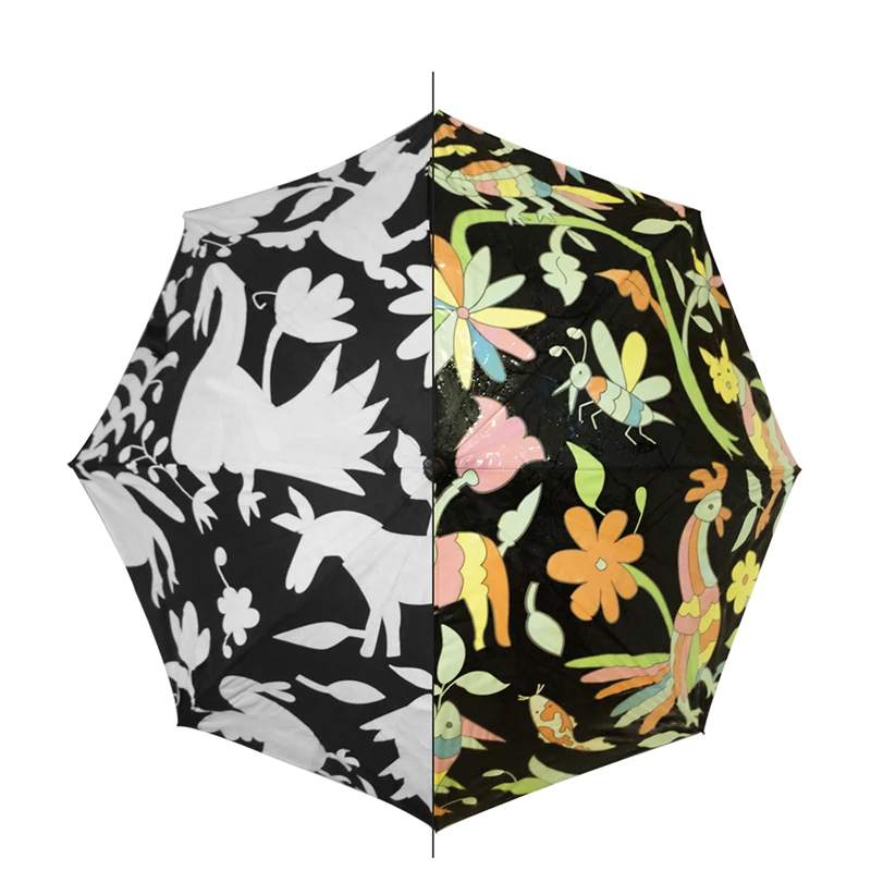 New invention unique products 23 inch fiberglass stick umbrella change color when wet