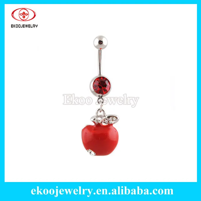 красное яблоко мотаться пупок пирсинг ювелирные изделия фото