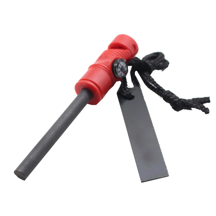 Outdoor camping survival Magnesium Flint Stone Emergency Fire Starter with compass and whistle