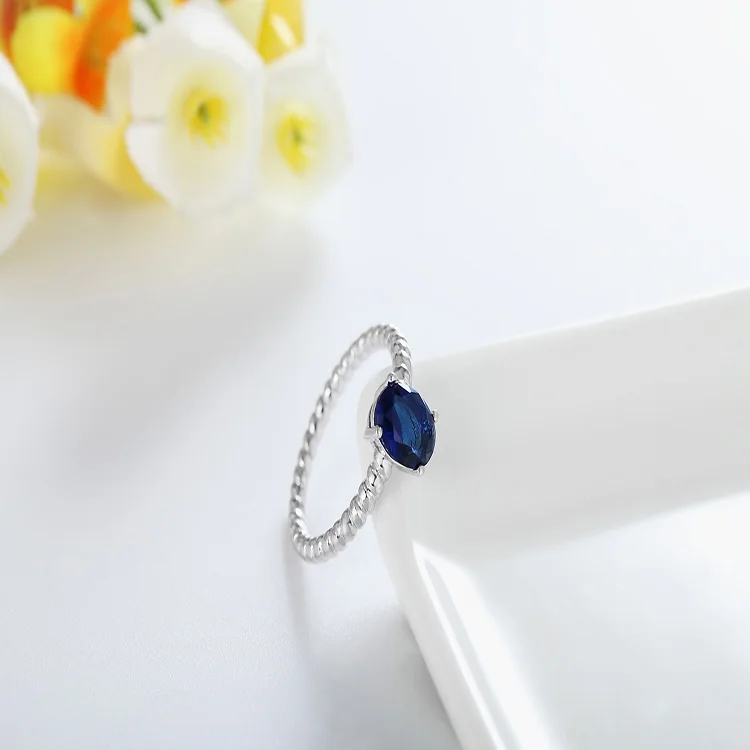 Jewelry Ring Neelam Stone Fashion Wholesale Couple with Blue Engagement Bands or Rings 925 Silver Wedding Pave Setting Unisex