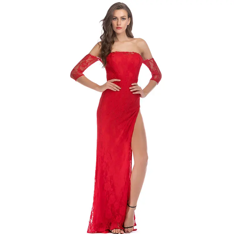 
Latest design wholesale new ladies party wear off shoulder women sexy formal maxi lace long beautiful evening gown dress 