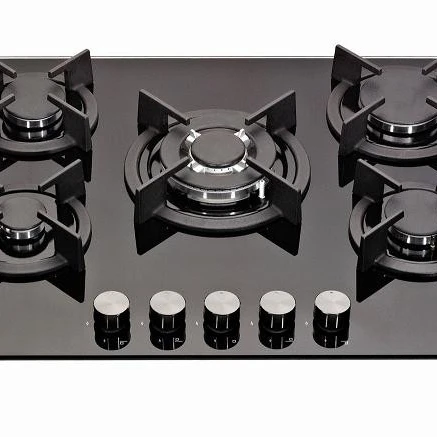 5 Burner Built-in Gas on Glass Hob 70cm with Wok Burner