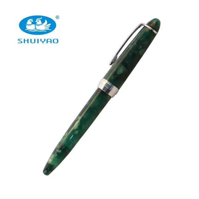 Hot new imports stationery products list green celluloid fountain pen