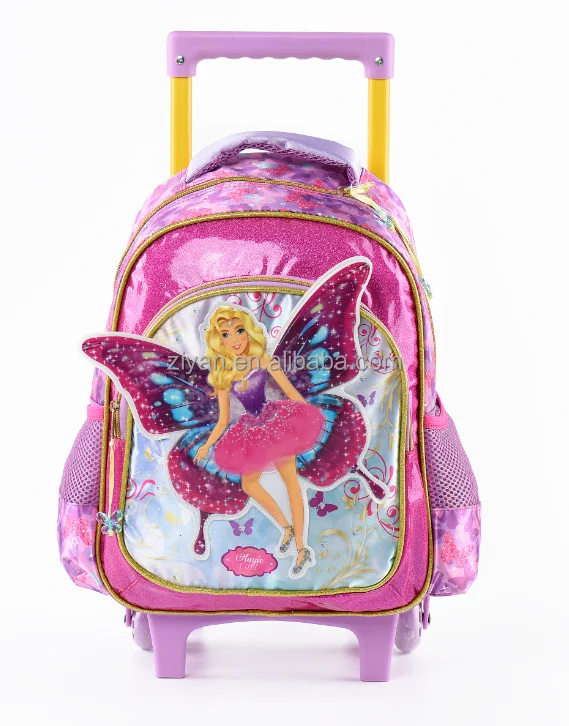 2024 Colorful Kids School Wheel Bag Factory-Made Trolley Backpack with Polyester Lining Beautiful Schoolbag for Girls