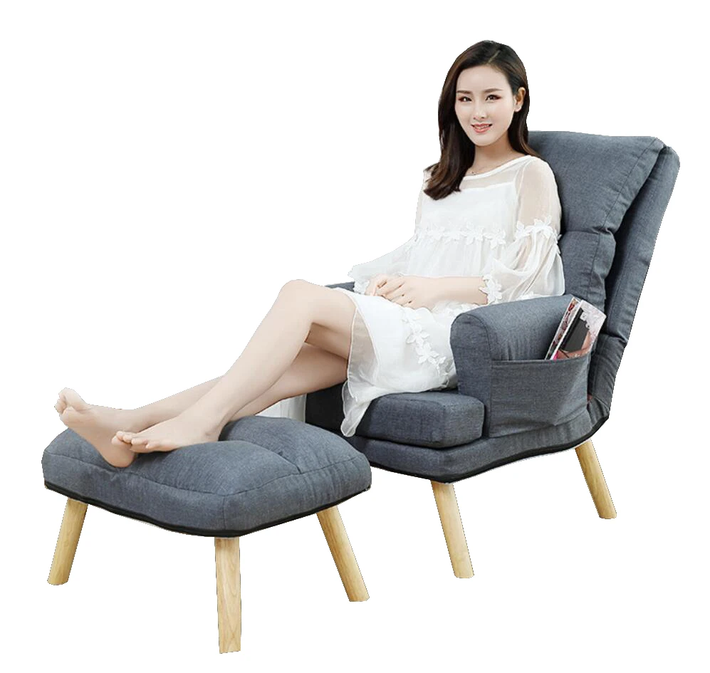 
Wooden Super Counch Linen and Cotton Folding Sofa Bed with Stool 