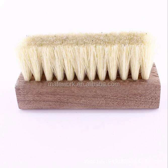 
2.5cm pig hair/hog hair shoe brush with walnut wooden handle,premium sneaker brush 