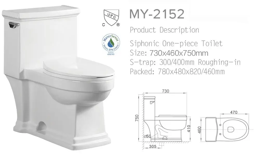 Personality Side Push Button Design Floor Install Siphonic Sanitary Ware One Piece Toilet