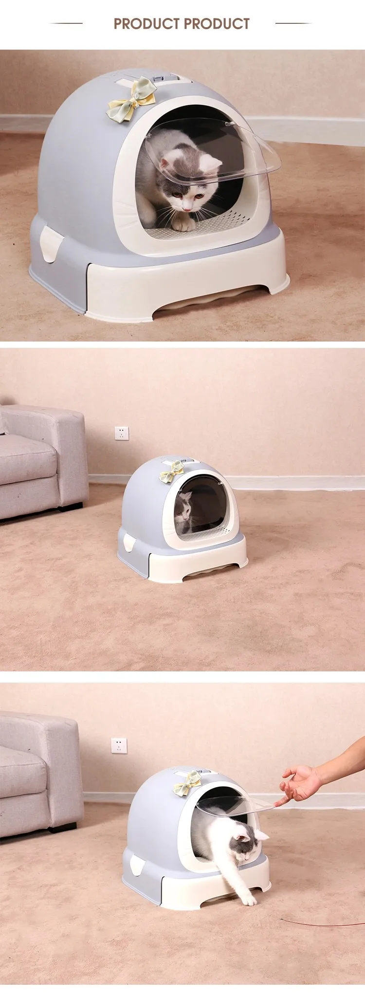 
Factory Wholesale Luxury Cat Toliet Box Easy Carry Training Cat Litter Box Toliet 