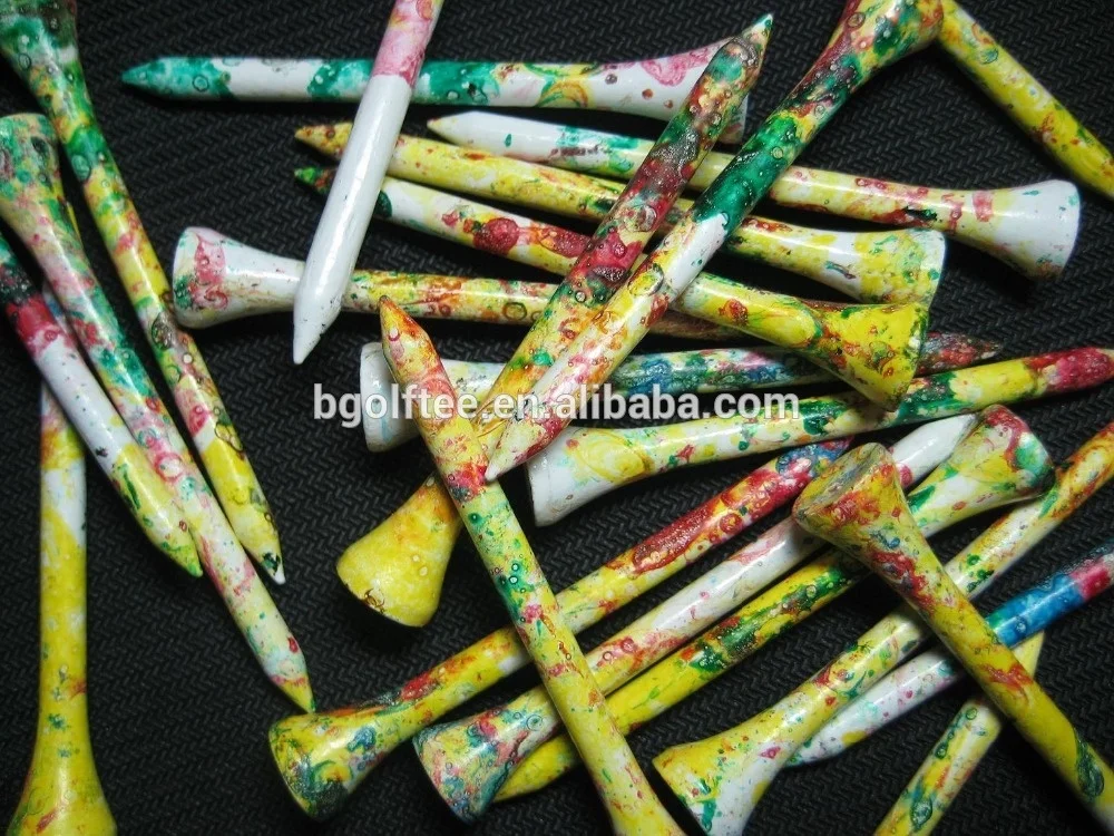 Special multi colorful golf tees in hand painting