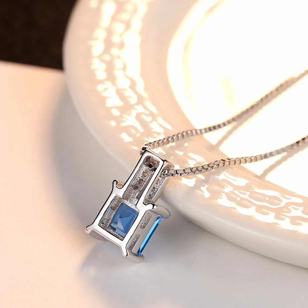 CZCITY Hot Sale Trendy Light Blue Topaz Crystal Necklace Women 925 Sterling Silver Fine Jewelry
