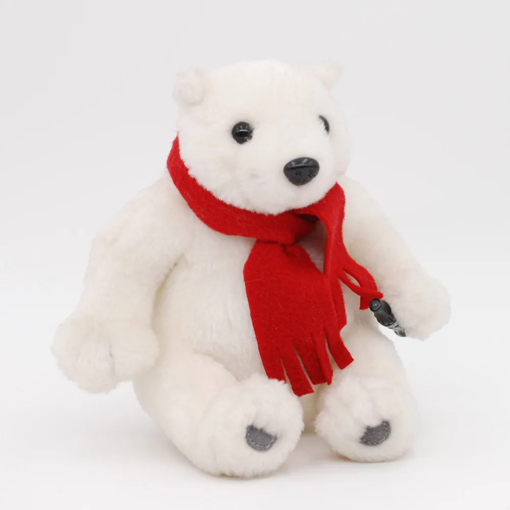 Customized logo pattern funny super soft white sitting stuffed plush polar bear toy