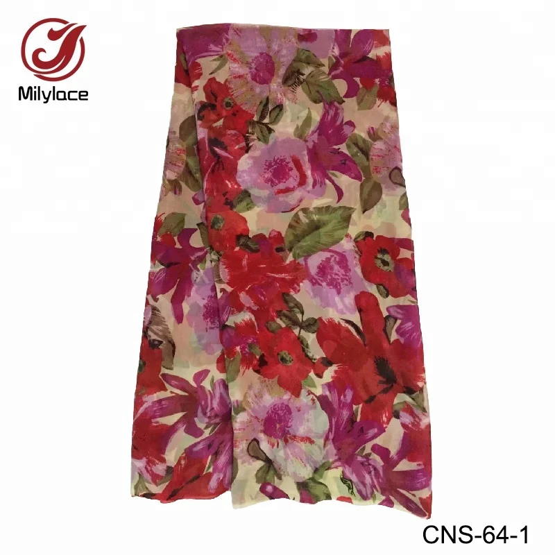 Korean japanese floral patterned printed silk chiffon fabric