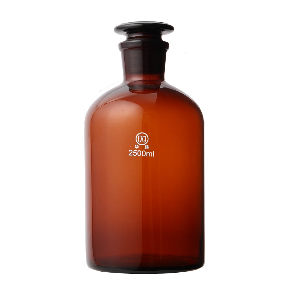 HUAOU Laboratory Glassware Amber Glass 250ml Narrow Mouth Reagent Bottle
